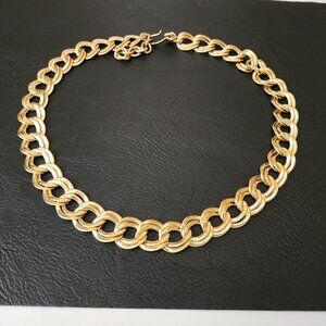 Vintage Monet Necklace Choker Gold Tone Chunky Link Statement Necklace 18"